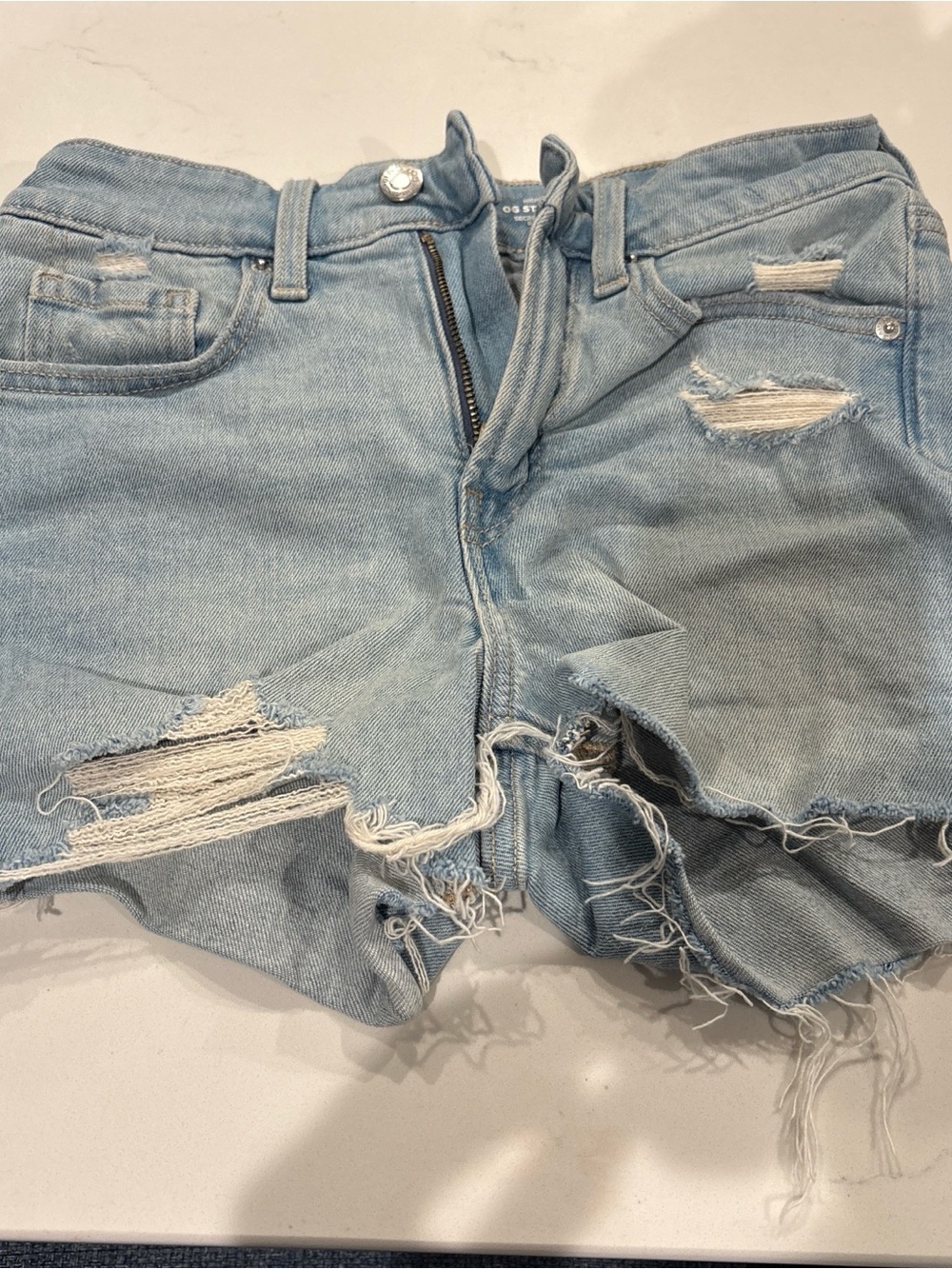 Old Navy Light Blue Ripped Denim Shorts OG Straight Womens Size 0
